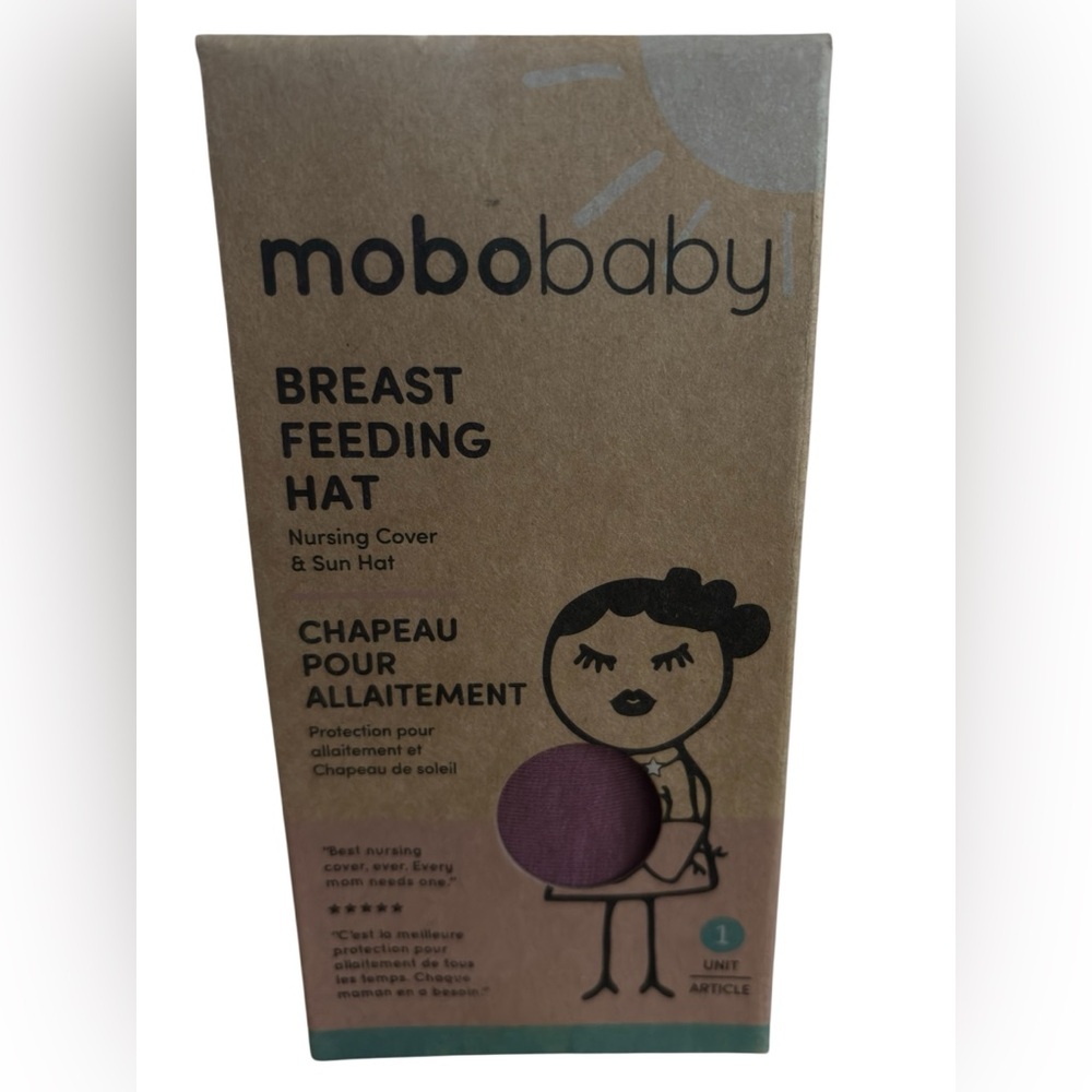 MOBOBABY MAUVE AND CREAM BREASTFEEDING HAT SIZE 0-6 MONTHS PRIVACY SUN SCREEN